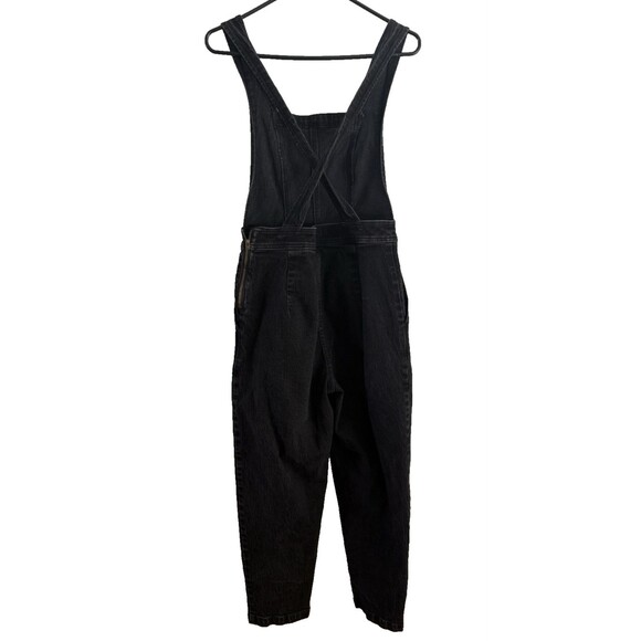 Madewell Tapered Black Denim Overalls Women Size 2 Clybourn Wash Crisscross Back - Picture 3 of 16